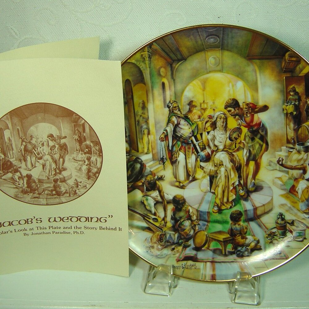 Vintage Yiannis Koutsis plate-Jacob's Wedding--8th in Creation Series-1978